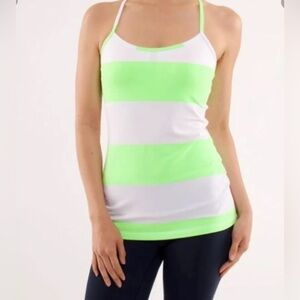 Lululemon Power Y Tank Bold Stripe White/ Zippy Green - Size 12